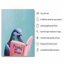 1 幅无框/带框鸽子读书拉屎在人身上有趣的墙壁艺术帆布海报印刷幽默鸟类动物浴室装饰画适用于卫生间、公寓、客厅、卧室、现代家居装饰 - 彩色 - 查看 7