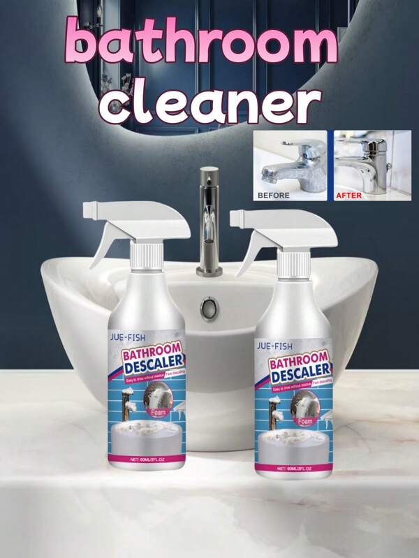 2/1 Pack JUE FISH Multi-Purpose Bathroom Foam Cleaning Spray, Effectively Removes Shower Glass Limescale, Stainless Steel Sink Cleaner And Bathtub Descaler, Creates A Shiny Clean Bathroom, Bathroom Sink Stainless Steel Cleaner, Shower Glass Limescale Remover, Bathtub, Bathroom, Cleaning, Bathroom Accessories, Detergent, Deodorizer, Powerful Stain Remover. Note: Due To Product Updates, Packaging And Bottle Batches May Vary Slightly, And Items Will Be Shipped Randomly.