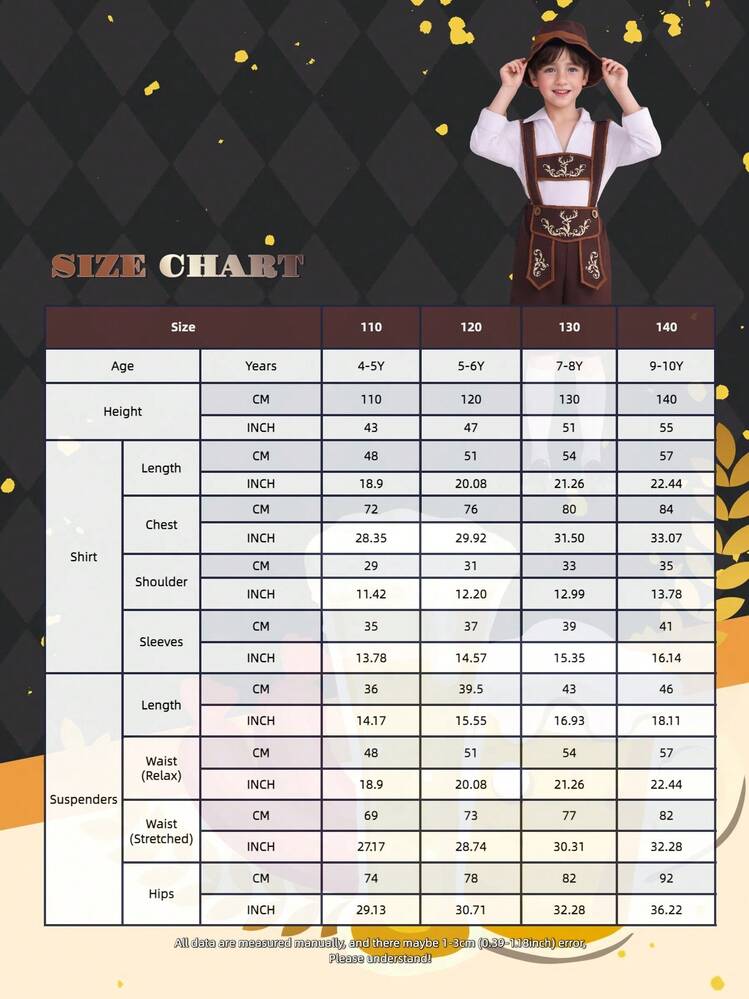 Children's Bavarian Boy Outfit Including Hat, Suspenders, Shirt And Knee-High Socks, Traditional German Costume Suitable For Oktoberfest, Halloween, Cultural Events And Stage Performances - Multicolor - View 8