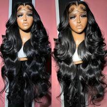 Black Lace Front Wig Body Wave Human Hair 13x4 HD Transparent Lace Front Wigs Human Hair Pre Plucked With Baby Hair 250% Density Body Wave Glueless Human Hair Wigs For Women - Natural Black - 查看 2
