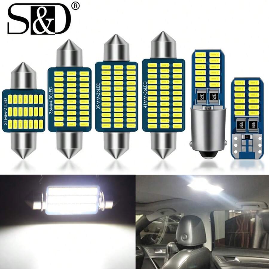 S&D Canbus T10 W5W Led Bulb C5W C10W 31MM 36MM 39MM 41MM Festoon Led BA9S T4W Led Car Light Interior Light 12V White Pink Blue