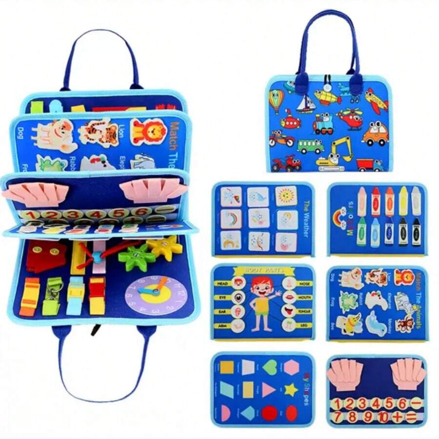 Montessori Activity Board, Develops Fine Motor Skills & Sensory Development, Perfect Toy For Airplane & Car Travel, Great Gift For Kids (Some Parts Are Sent Randomly) Sensory For Kids, Baby Airplane, Baby Stocking Stuffers, Baby Toys In Car, Toddler Sensory, Baby Activity Book - Multicolor - View 1