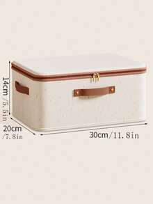 1pc Foldable Linen Fabric Storage Box With Visible Window, Large Capacity Clothes, Quilt, Wardrobe Organizer - Beige - View 10