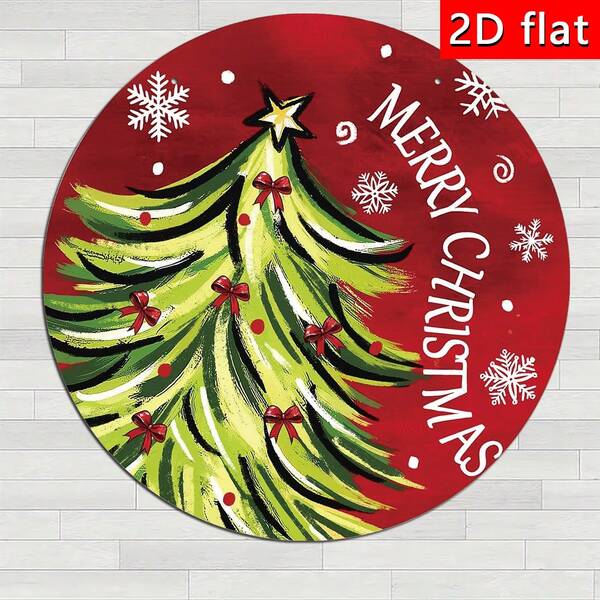 1 pieza Letrero redondo de madera Feliz Navidad, Placa colgante de madera para decoración del árbol de Navidad, Adecuado para la puerta principal, Decoración navideña roja de invierno para el hogar y el jardín cristiano del Año Nuevo