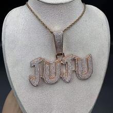 定制铆钉字母吊坠，黄铜立方氧化锆材质，DIY名字嘻哈情侣休闲饰品，附赠1条绳链，适合学校用品、返校季、办公、学校、教室、教师礼物、大学、同事、宿舍、男女生、青少年、初中生、高中生、大学生、大一、大二、低年级学生佩戴，定制时尚文字项链，秋季时尚，旅行收纳包 - 彩色 - 查看 9