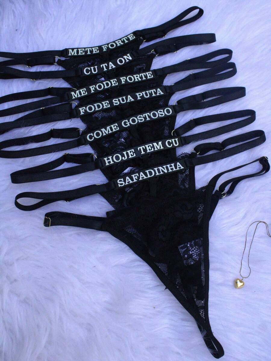 Glow-In-The-Dark Neon Lace Panties - 紅色 - 查看 1