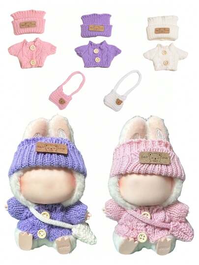 Clothes For Labubu 17cm Doll's The Monster II Idol Dolls Sitting Party Outfit Accessories Clothing Gift Cute Sweater Hat For Doll