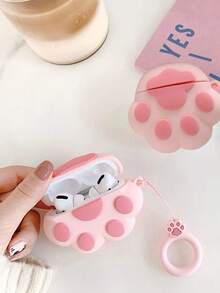 1 pezzo Copri auricolari in silicone 3D carino con motivo a zampa di gattino rosa, compatibile con Airpods 1/2/3 Pro/Pro 2, antiurto, anti-graffio, per prevenire danni alla custodia di ricarica dell`auricolare, bellissimo ed esclusivo per studenti/ragazze Kawaii