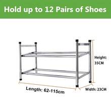 2/4 Tier 23cm Side 62-115cm Extendable Chrome Shoe Rack Tidy Organiser Holder - Silver - View 2