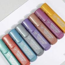 8 Colores Resaltador Metálico Brillante, Bolígrafo con Punta Angulada para Dibujar, Marcador a Base de Agua para Dibujar, Garabatear, Diarios, Marcar Llaves - resaltador metálico - Ver 12