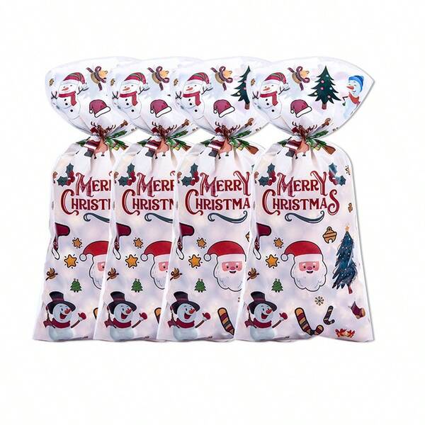 20 bolsas de regalo navideñas, bolsas transparentes con patrones de Papá Noel y muñeco de nieve, cierre con cordón, envoltura de regalo, recuerdos de fiesta navideña, decoraciones navideñas, decoración del hogar Navidad, Pijamas navideños, Regalos navideños, Decoración navideña