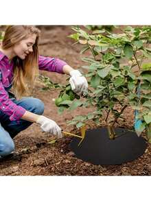 10 包，20.5 英寸无纺布树木覆盖物环加厚树木保护垫植物覆盖物圆形防草园艺织物覆盖物用于控制根部保护 - 黑色 - 查看 2