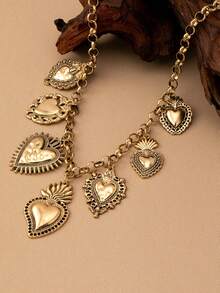 1 件女士时尚吊坠项链，哥特式风格多种吊坠设计，包括火焰和心形，适合日常佩戴，适合作为情人节礼物、妈妈、母亲、母亲节、礼物 - 愛心 - 查看 4