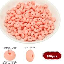 100Pcs Silicone Lentil Beads, 12mm Silicone Beads For Keychain Making Bulk Silicone Abacus Beads For Necklace Bracelet Making And Space Silicone Beads For Pens