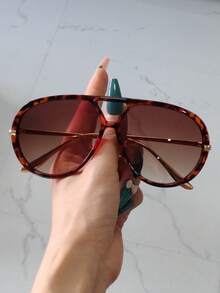 1 Cặp Kính thời trang nữ gọng kim loại kiểu phi công, Kính thời trang cỡ lớn kiểu khiên cho bãi biển, lái xe, trang trí theo phong cách Boho cho kỳ nghỉ bãi biển mùa hè, ngoài trời, du lịch - Nhiều màu - Xem 10