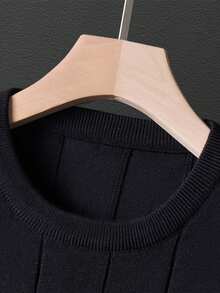 Men's Casual Ribbed Knit Sweater, Round Neck, Minimalist & Fashionable For Everyday Wear , Fall