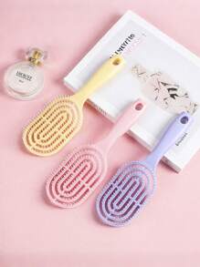 2/1pc Pink Long-Handled Women's Comb, Suitable For Long Curly And Fluffy Styling Of All Hair Types, Hollow Rib Design, Dry And Wet Anti-Static Comb, High Top Fluffy Styling Comb, Long Hair And Curly Hair Massage Comb, Large Curved Rib Comb, Very Suitable For National Day, Bathroom, Scalp Massage, Home Massage, Back To School Season, Back To School, Travel Vacation And Daily Life, Etc., Is A Perfect Holiday Gift For Family And Friends