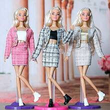 3pcs Fashion Outfit Set (Jacket, Dress), Elegant Style Suitable For 30cm/11 Inch Doll