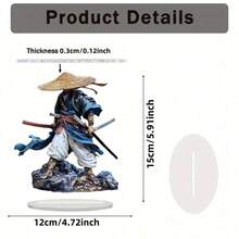 2D 平面优雅日式武士桌面装饰带底座 - 适合家庭和办公室使用，多功能艺术品，适合生日、乔迁、圣诞节和各种场合，风格多样 - 彩色 - 查看 8