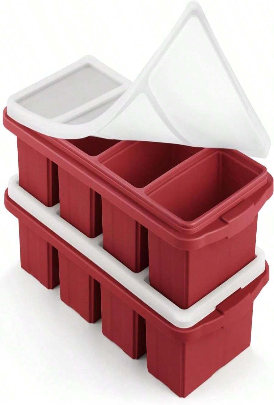 Ztomine Silicone Freezer Tray With Lid - Silicone Freezer Food Molds- Large Ice Cube Tray,Silicone Freezer Container,Freeze &Amp; Store Soup, Sauce, Broth,Leftovers - Makes 4 Perfect 1 Cup - Màu be - Xem 1