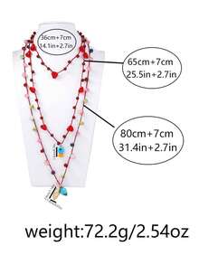 1pc Heart Beaded Multi-Layer Necklace With Fashionable Seashell & Fish Pendant, Suitable For Beach Vacation - Small Fish and Conch Multi-layer Necklace - View 7