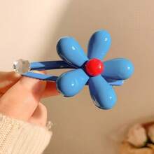 1个极简发髻网纱蝴蝶结水钻发饰，优雅盘发工具 / 1个可爱蓝色花朵发夹，侧刘海发夹，甜美女孩发卡，度假装扮，派对造型，发饰，头部饰品，女士发饰 - 黑色 - 查看 5