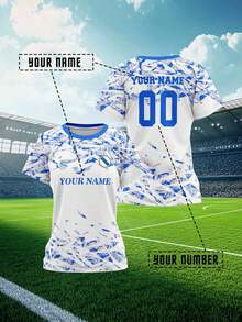 2025 Customized Sports Jersey, Summer Outdoor Sports Singlet Short Sleeve, Women's Sports Team Club Training Jersey Top With Front & Back Printed Name & Number, Breathable Quick-Dry Casual Everyday Wear, Party Outfit