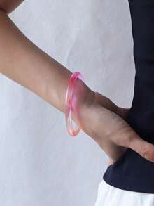 4 chiếc vòng tay tròn bằng acrylic cổ điển thanh lịch dành cho nữ, thiết kế đơn giản, phù hợp để đeo thường ngày và các dịp đặc biệt - Màu Hồng Tươi - Xem 7