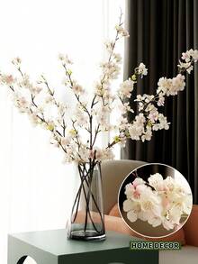 1 件，人造樱花，42.51 英寸，带 4 个分支，塑料人造植物，绿色人造植物，由不褪色的涤纶面料制成，现代简约风格 - 适用于家居装饰、花瓶、婚礼、派对、客厅、卧室、DIY 墙壁、办公桌填充。 - 多色 - 查看 11