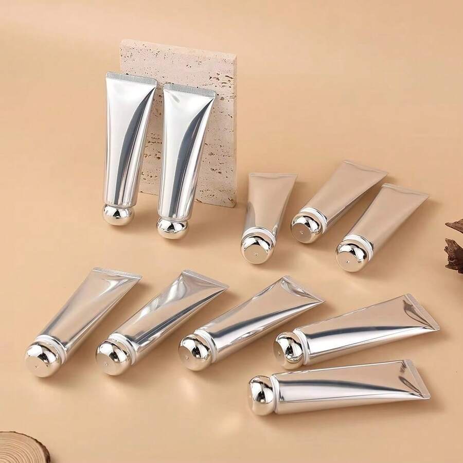 50ml Refillable Empty Aluminum-Plastic Tubes Silver Cosmetic Containers For Package Cleanser Hand Cream Cosmetic Lotion