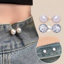 1pc Women's Simple & Elegant Seamless Adjustable Waist Belt, Suitable For Pants, Skirts, Dresses, Sweaters, Casual & Elegant Fashion Design With Faux Pearl, Rhinestone, Flower Decor, Minimalist Waist Cincher. Suitable For Daily Wear And As A Gift - Multicolor - View 2