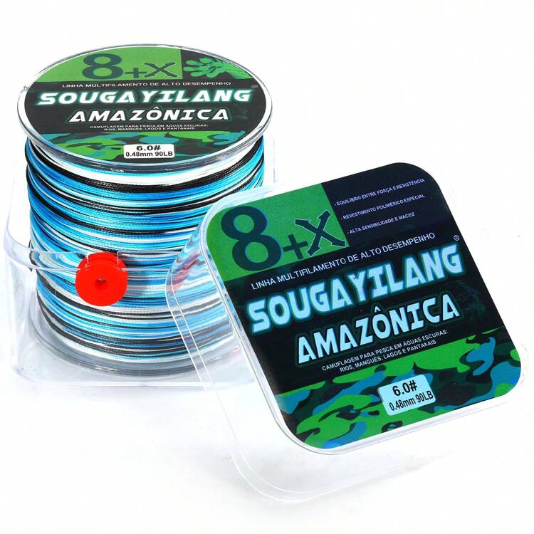 SOUGAYILANG 8 hebras de línea de pesca trenzada PE, 300m, multicolor, [Línea de pesca duradera] Línea de pesca trenzada fuerte y duradera de 8 hebras | 300m/328yd, 15-120lb, patrón camuflaje, polietileno duradero para línea principal, pesca en agua salada - Multicolor - Añade 26