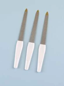 3pcs Pointed Plastic Handle Nail Files, Nail Buffing And Shaping Tools For Finger & Toe Nails, Assorted Color - Multicolor - View 7