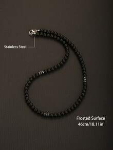 1 件时尚夏季简约黑色串珠项链男士珠宝 - 黑色 - 查看 10