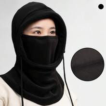 Ladies' Windproof Hat - Warm And Snow Proof Hooded Face Mask With Neck Cover, Black Knitted Skiing Face Mask, Suitable For Outdoor Winter Activities, Cold Weather Protection