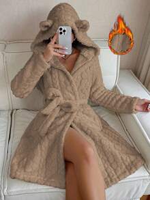 3/1 pieza Bata con capucha con orejas de animal de jacquard de felpa, Sudadera con capucha oversize de felpa con mangas y bolsillos grandes, Manta cálida para hombres y mujeres, Perfecta para el sofá o la cama, Franela cómoda, Imprescindible para Halloween, Camisón, Decoración cálida y a prueba de frío para el invierno