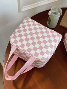 便携式午餐包，保温午餐盒，便当包，晚餐保温袋，加厚可爱午餐水果袋，粉色豹纹碎花午餐包，女士午餐盒，学生午餐盒 - 粉色 - 查看 4