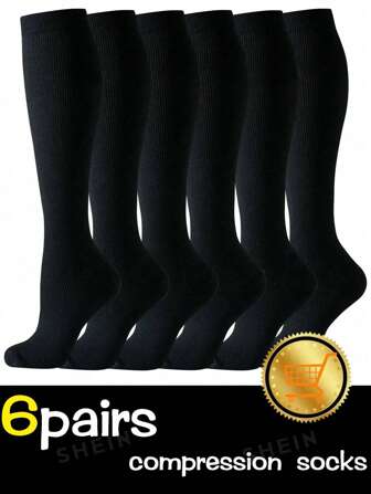 3/6 pares de calcetines de compresión de color negro, beige, blanco, azul y gris para deporte, running, ciclismo con cobre para mujeres y hombres que brindan soporte a la circulación para running, enfermería, atletas y enfermeras