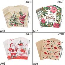 20pcs Colourful Tropical Leaf Print Napkins Santa Claus Gift Printed Napkins Christmas Birthday Party Party Holiday Party Decoration Supplies