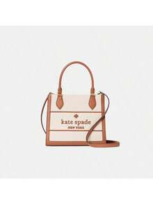 Kate Spade Túi xách đeo vai nhỏ bằng da và vải, túi đeo chéo dành cho nữ - Màu be - Xem 9