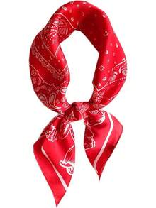 WENLOOY Square Satin Silk Feeling Hair Scarf Headscarf For Women/Men's Necktie Silk Bandanas Pocket Squarehalloween - Fj02-15紅色 - 查看 11