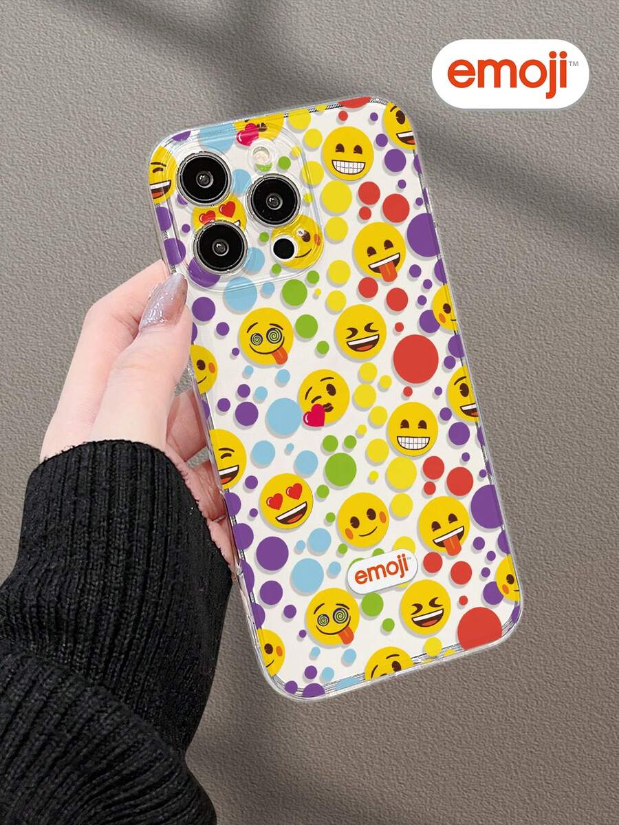 Emoji 1 Stück farbenfrohe lächelnde Gesichts-Muster Handyhülle, modischer minimalistischer transparenter Handycover mit vollständigem Linsenschutz, kompatibel mit iPhone 16/15/14/13/12/11 Pro Max/X/XS/XS MAX/7/8/PLUS und Serie, tolles Geschenk für Kollegen, Freunde, Familie, Paare, Geburtstage, Feiertage