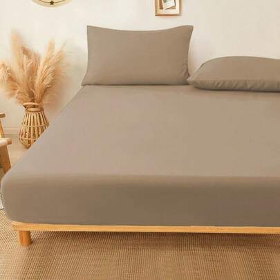 1件装100%纯棉咖啡棕色床笠，深口袋设计，纯色柔软透气，四季皆宜，可作卧室床垫保护套、床垫罩、床单，柔软透气，适用于各种尺寸的床——单人床、双人床、特大号床、大号床。深口袋设计，最大可达11.8英寸（约30厘米），也可作床罩、床单、学生宿舍床品。