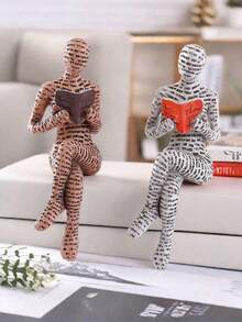 Pulp Reading Women Figurine Thinker Statue Decor Modern Figurines Abstract Aesthetic Sculpture For Home Decoration Living Room Office Bookshelf Shelf Table