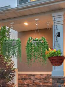 1/2 吊掛植物掛鉤，室內/室外花盆架，壁掛式花盆掛鉤，極簡鐵製壁掛鉤，適用於吊掛植物、室內植物掛鉤、壁掛鉤，適用於花籃、風鈴、燈籠、燈飾、鳥食槽 - 彩色 - 查看 4