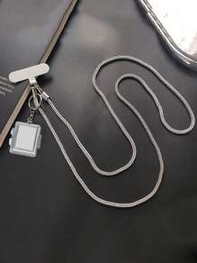 1 件金属万能钥匙手机挂链，时尚女士斜跨手腕手机壳链，带心形吊饰镜面吊坠，附赠透明垫子礼物，适合送给母亲、家人、朋友、生日、节日的手机吊饰、手机链 - 銀色 - 查看 20