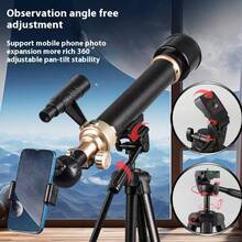 SCIENCE HORSE Teleskop astronomiczny 50/500 mm, stop aluminium, z okularem binokularowym o powiększeniu 30/60x, ręcznym ustawianiem ostrości, w zestawie uchwyt na smartfona i składany statyw – odpowiedni do obserwacji gwiazd, księżyca i aktywności na świeżym powietrzu, dla osób w wieku 8+ lat