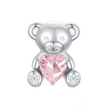 1 Pc Lovely Pink Series Flowers, Hearts, Bears, Rabbits, Dogs, Pandas, Ladybugs, Love, Love Mom, Cups, Pink Beads Charm Bead Fit For Women Bracelets Bangles DIY Jewelry Making And Daily Outfit Matching Jewelry Decoration For Girls Valentines - Pink - View 18