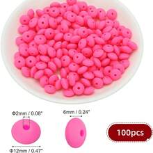 100Pcs Silicone Lentil Beads, 12mm Silicone Beads For Keychain Making Bulk Silicone Abacus Beads For Necklace Bracelet Making And Space Silicone Beads For Pens