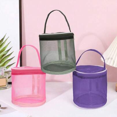1pc Colorful Multi-Size PVC Mesh Yarn Storage Bag, DIY Knitting Tool Crochet Thread Organizer